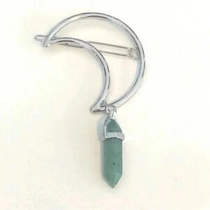 Aquamarine Crystal Moon Metal Hair Clip Barrette NWT